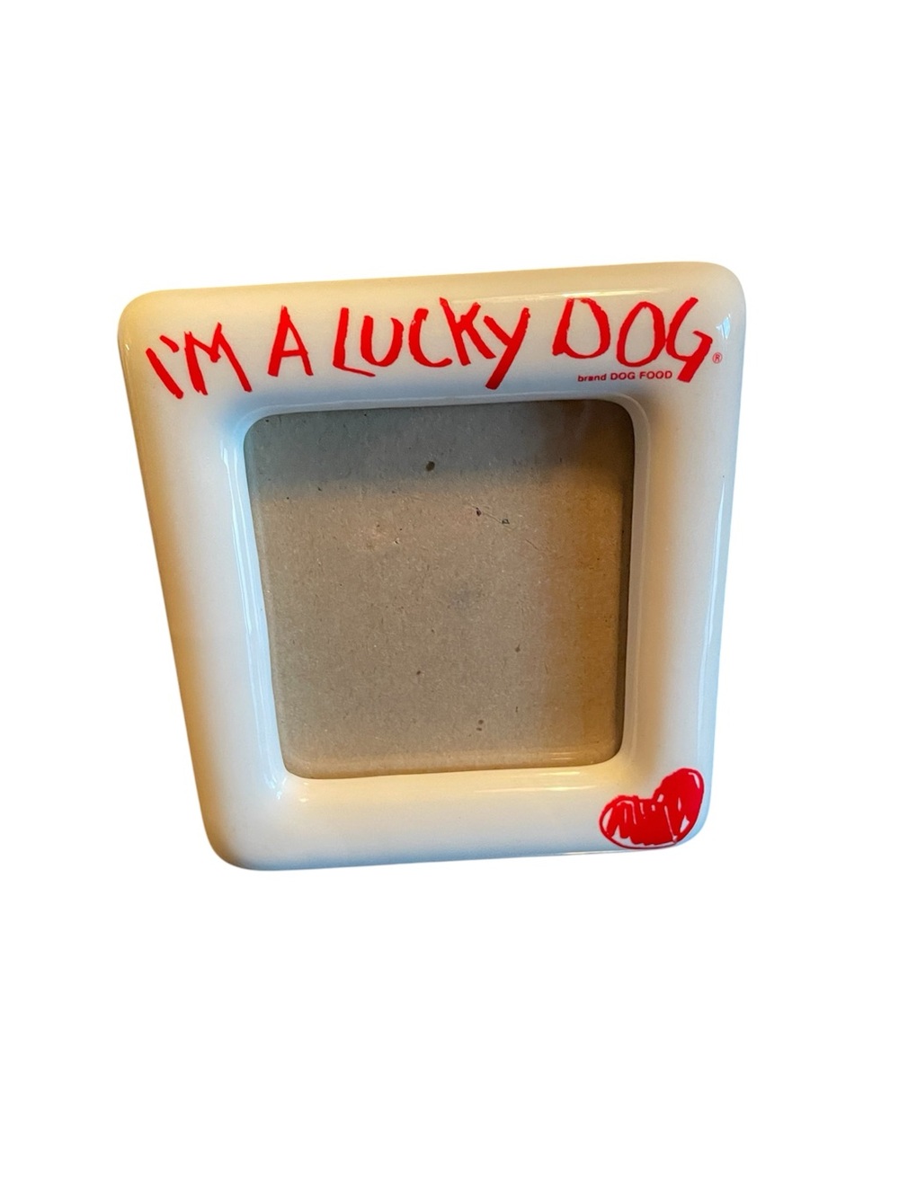 Vintage I’m A Lucky Dog brand dog food photo frame